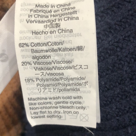 Madewell Thompson Pocket Sweater Size Small Camel Brown Navy Blue Colorblock - Picture 6 of 11